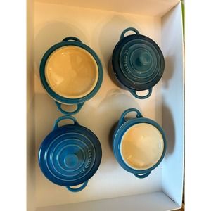 Le Creuset four mini coquettes Marseille blue baking dishes
